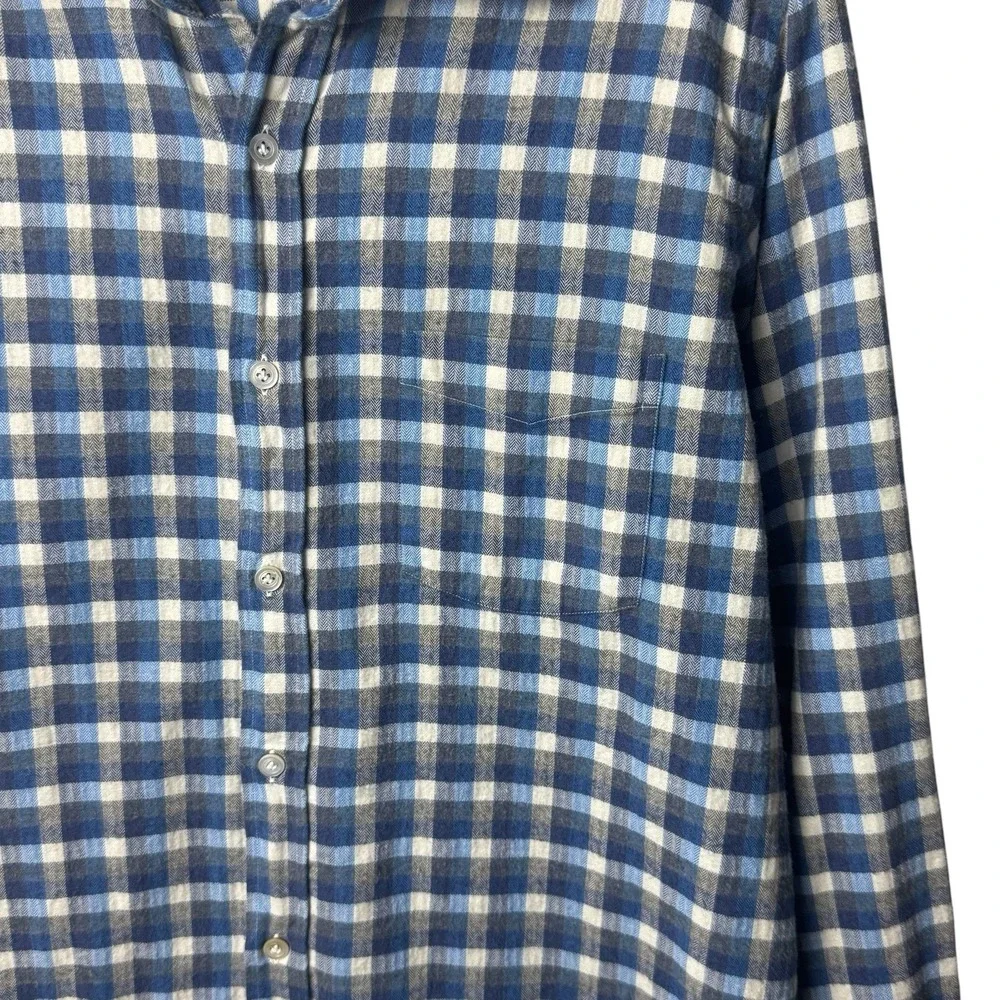 Vintage Carroll‎ & Co Blue and Black Plaid Button Down Old Money Luxury Chic M